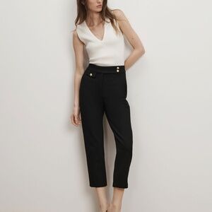 $395 Veronica Beard Black Renzo Slim-Leg Cropped Flap Pocket Pants Size 12